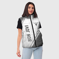 Женский жилет Bon Jovi - white gradient вертикально, цвет: 3D-черный — фото 2