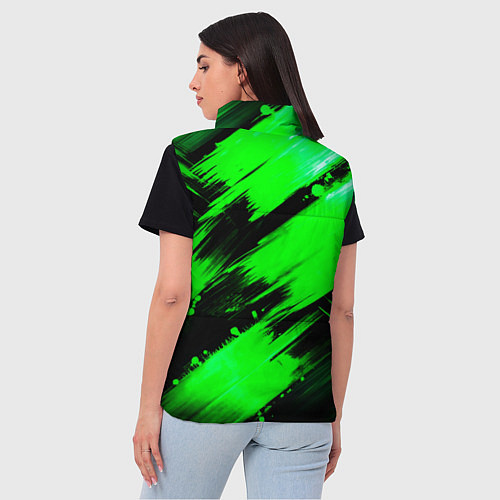 Женский жилет Зеленые мазки краски на черном / 3D-Черный – фото 4