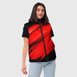Женский жилет Красные мазги краски на черном, цвет: 3D-черный — фото 2