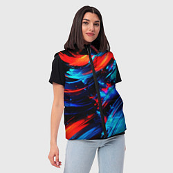 Женский жилет Синие и красные мазки краски на черном, цвет: 3D-красный — фото 2