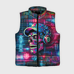 Женский жилет Кибер чувак череп на фоне граффити - нейроарт