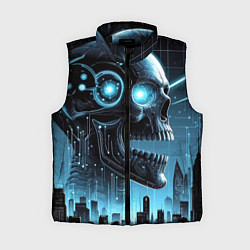 Женский жилет Cyberpunk skull - metropolis neon glow, цвет: 3D-черный