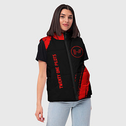 Женский жилет Twenty One Pilots - red gradient вертикально, цвет: 3D-черный — фото 2