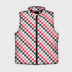 Женский жилет Красный и серый горошек ретро, цвет: 3D-черный