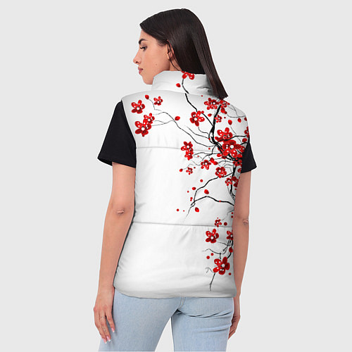 Женский жилет Сакура с иероглифом Любовь / 3D-Черный – фото 4