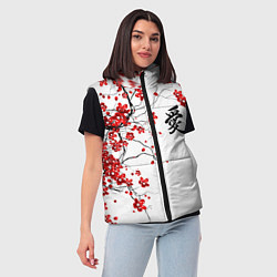 Женский жилет Сакура с иероглифом Любовь, цвет: 3D-черный — фото 2