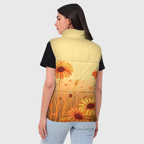 Женский жилет Цветы на закате / 3D-Черный – фото 4