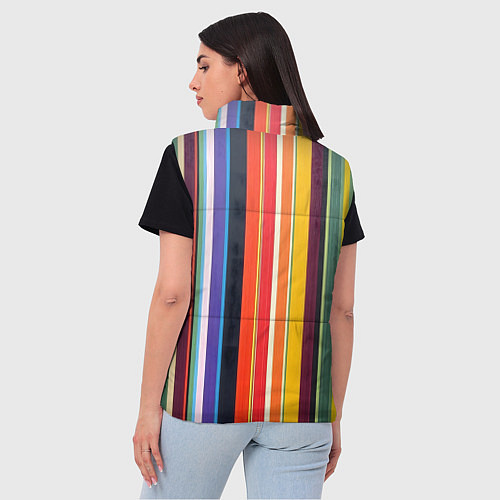 Женский жилет Разноцветная полоска / 3D-Черный – фото 4