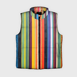 Женский жилет Разноцветная полоска, цвет: 3D-черный