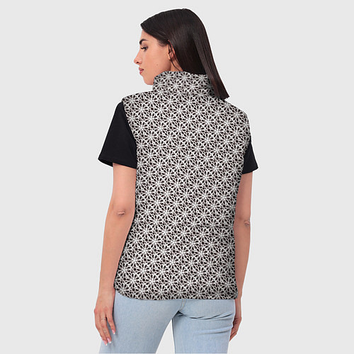 Женский жилет Коричневый в белый стилизованный цветочный узор / 3D-Черный – фото 4