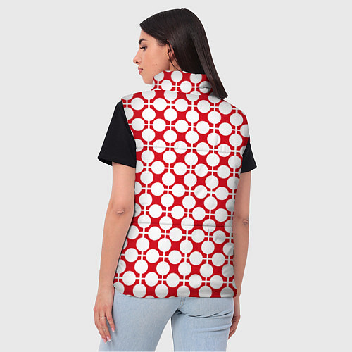 Женский жилет Красно белый узор в клетку и горох / 3D-Черный – фото 4