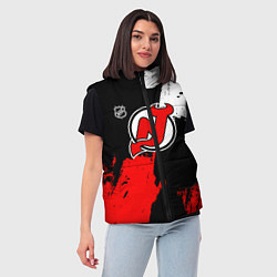 Женский жилет Нью Джерси Девилз - брызги краски, цвет: 3D-черный — фото 2