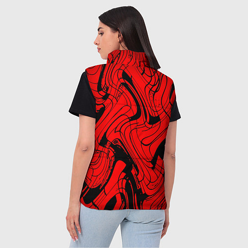 Женский жилет Чёрно-красный абстрактный линии / 3D-Черный – фото 4