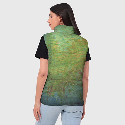 Женский жилет Абстракция - green oil stain / 3D-Черный – фото 4
