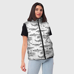 Женский жилет Корюшка и рыбалка в Питере паттерн, цвет: 3D-черный — фото 2
