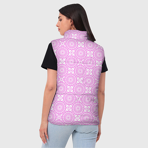 Женский жилет Бело розовый ажурный кружевной узор / 3D-Черный – фото 4