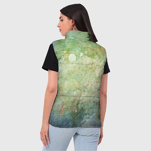Женский жилет Абстракция - faded spots on a green background / 3D-Черный – фото 4