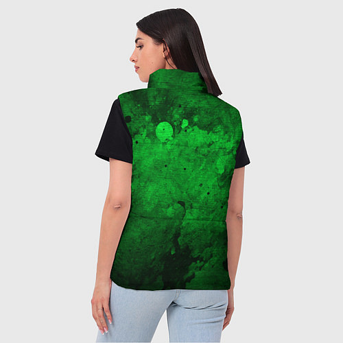 Женский жилет Абстракция - green acid stains / 3D-Черный – фото 4