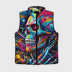 Женский жилет Cyber skull - pattern, цвет: 3D-черный
