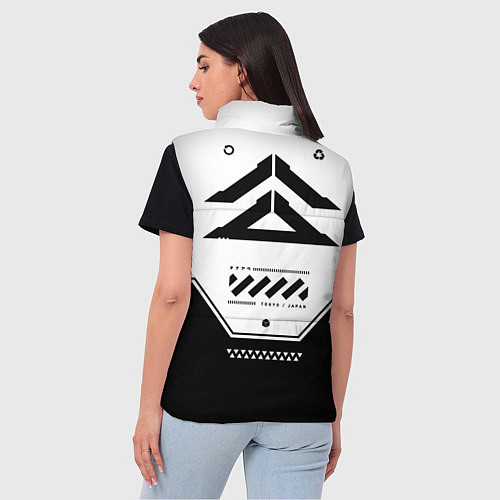 Женский жилет Кибер текстура - черно белая / 3D-Черный – фото 4