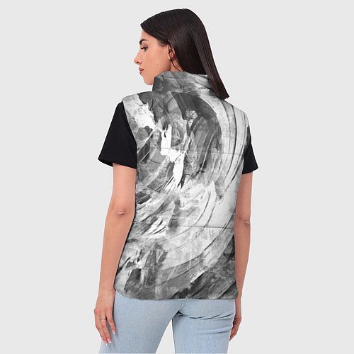 Женский жилет Абстракция - grey and white swirls / 3D-Черный – фото 4