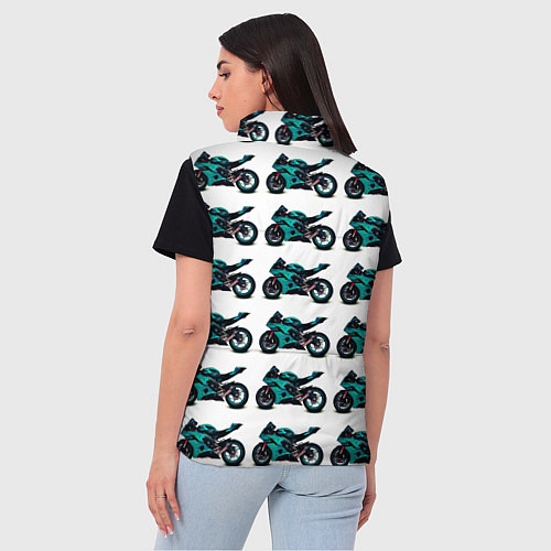 Женский жилет Motorbike light blue / 3D-Черный – фото 4