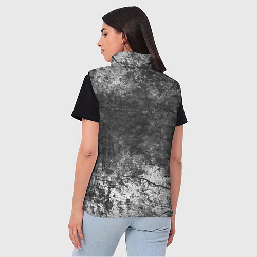 Женский жилет Абстракция - grey and white wall with cracks / 3D-Черный – фото 4