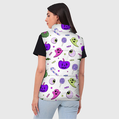 Женский жилет Halloween purple pumpkin pattern / 3D-Черный – фото 4
