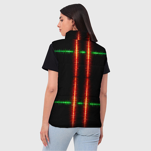 Женский жилет Color black green red lines / 3D-Черный – фото 4