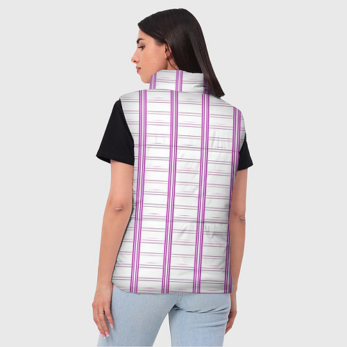 Женский жилет Color white cage pink line / 3D-Черный – фото 4