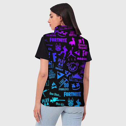 Женский жилет Fortnite x doom neon logo / 3D-Черный – фото 4