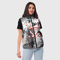 Женский жилет Doom тропики глитч, цвет: 3D-черный — фото 2