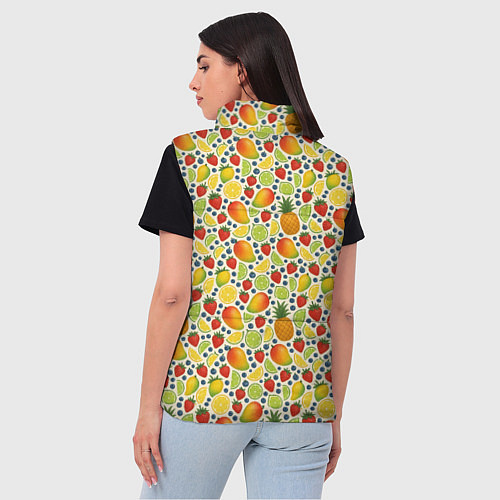 Женский жилет Ягоды и фрукты паттерн / 3D-Черный – фото 4
