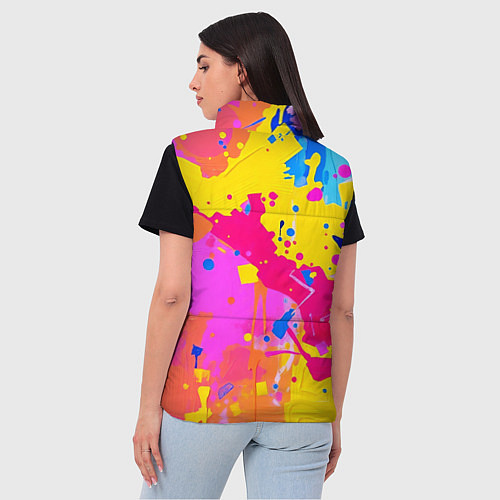 Женский жилет Яркие пятна акриловой краски на стене / 3D-Черный – фото 4