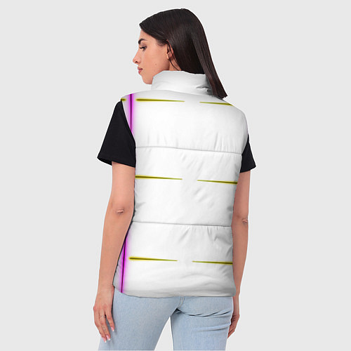 Женский жилет Color white pink yellow stripes / 3D-Черный – фото 4