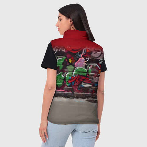 Женский жилет Bender bending robot and Fry - ai art graffiti / 3D-Черный – фото 4