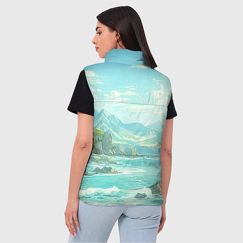 Женский жилет Художественный берег со скалами / 3D-Светло-серый – фото 4