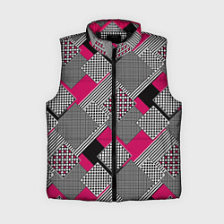 Женский жилет Красно черная абстрактная геометрия пэчворк, цвет: 3D-черный