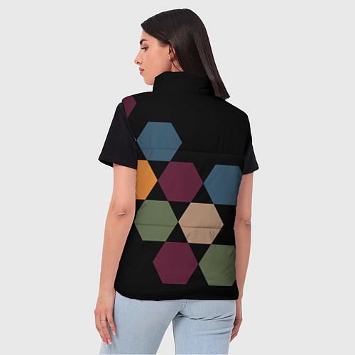 Женский жилет Honeycombs autumn colors / 3D-Черный – фото 4