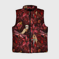 Женский жилет Бордовая готика с сердцем, лилиями и мотыльками