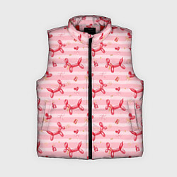 Женский жилет Красные шарики-собачки на розовых полосках
