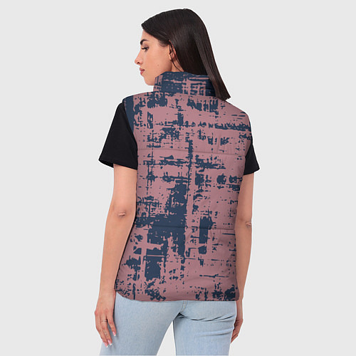 Женский жилет Текстура с потертостями сине-розовая / 3D-Черный – фото 4