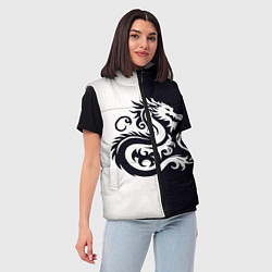 Женский жилет Дракон на темно-синем, цвет: 3D-черный — фото 2