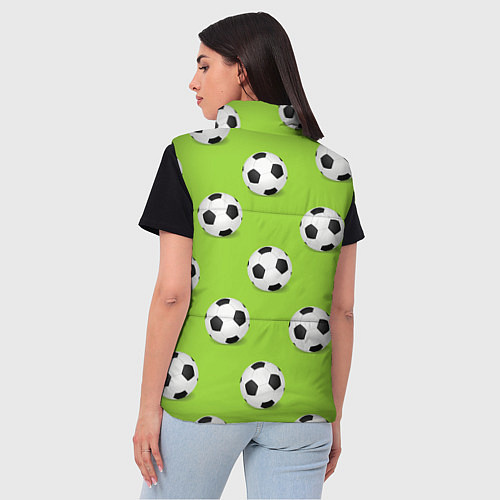Женский жилет Футбольные мячи на зеленом / 3D-Черный – фото 4