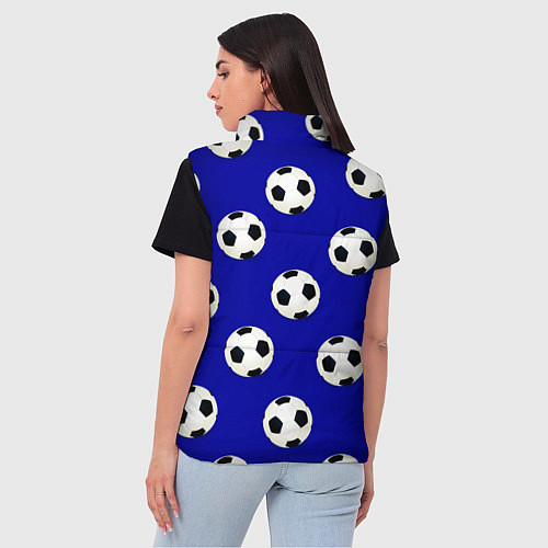 Женский жилет Футбольные мячи на синем / 3D-Черный – фото 4