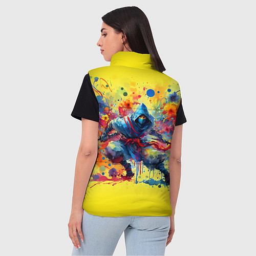 Женский жилет Japanese cool ninja - watercolor fantasy / 3D-Черный – фото 4
