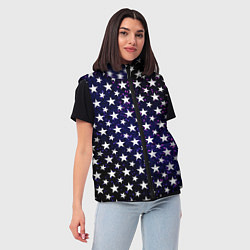 Женский жилет Паттерн со звёздами тёмно-синий, цвет: 3D-черный — фото 2