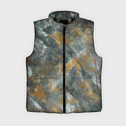 Женский жилет Абстракция - strokes of gold paint on a gray backg, цвет: 3D-черный