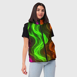 Женский жилет Разноцветное пламя огня, цвет: 3D-черный — фото 2
