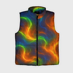 Женский жилет Разноцветное пламя и дым, цвет: 3D-черный